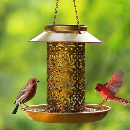 Sunlight Serenade: Solar-Powered Hanging Bird Feeder with Lantern - Universal Found