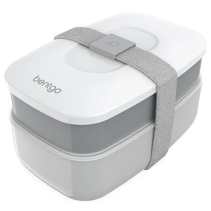 Classic (Purple) - All-In-One Stackable Lunch Box Solution - Sleek and Modern Bento Box Design Includes 2 Stackable Containers, Built-In Plastic Silverware, and Sealing Strap