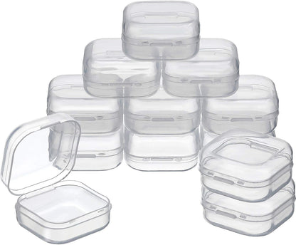 12 Pack Clear Plastic Beads Storage Containers Box with Hinged Lid for Beads and More (1.38 X 1.38 X 0.71 Inch)