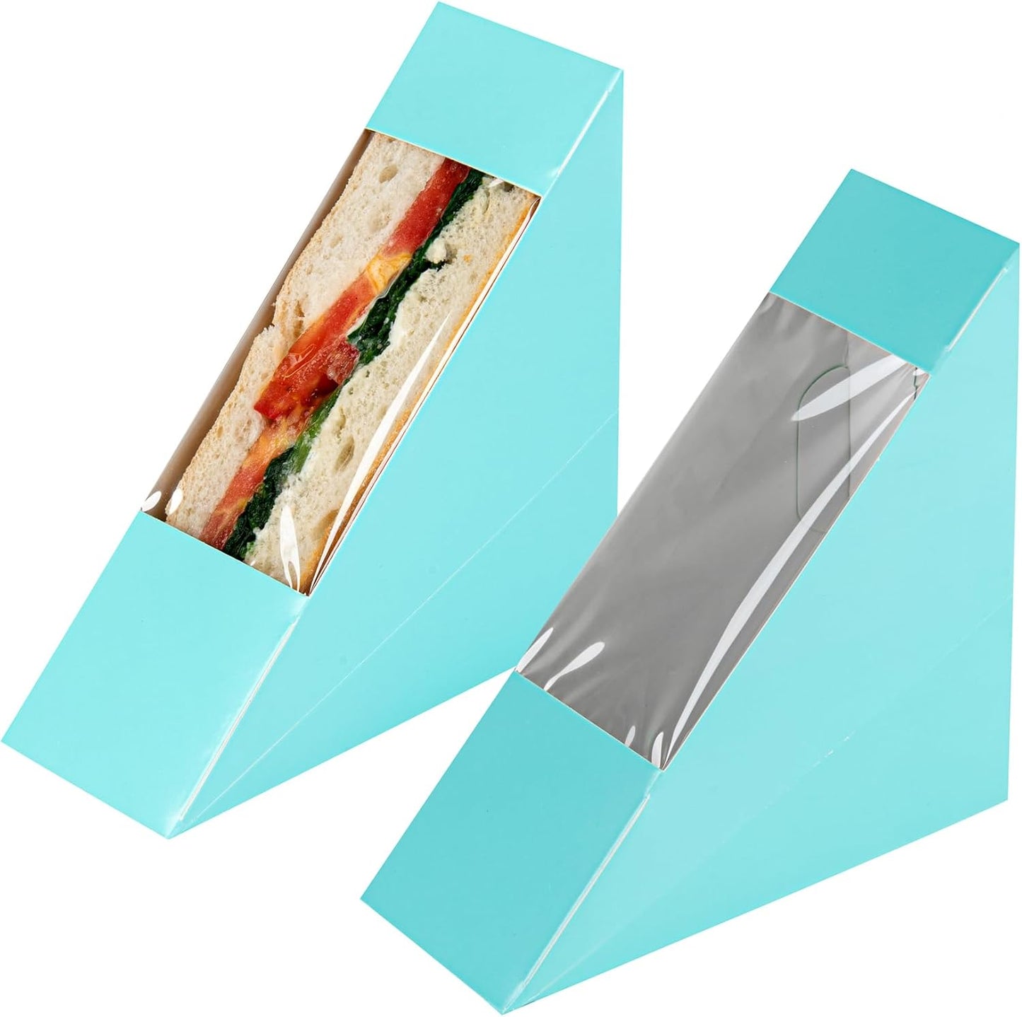 Large Sandwich Wedge Box Sandwich Take Out Box - 4.8" X 3.2" Triangle Sandwich Box with Window - Brown - 25Ct Box