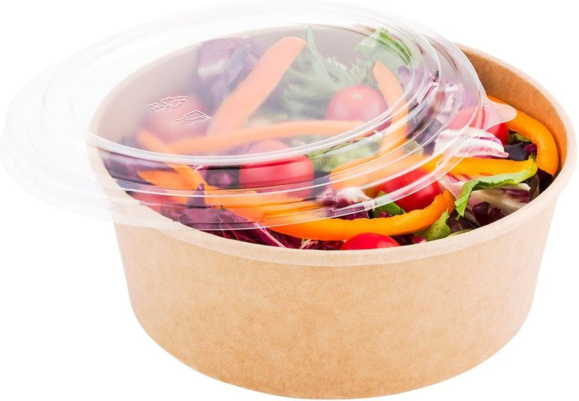 Bio Tek 7.3 X 2.5 Inch to Go Containers 50 Disposable Food Bowls - Sturdy round Kraft Paper Salad Containers Sustainable Serve Salads Appetizers and More