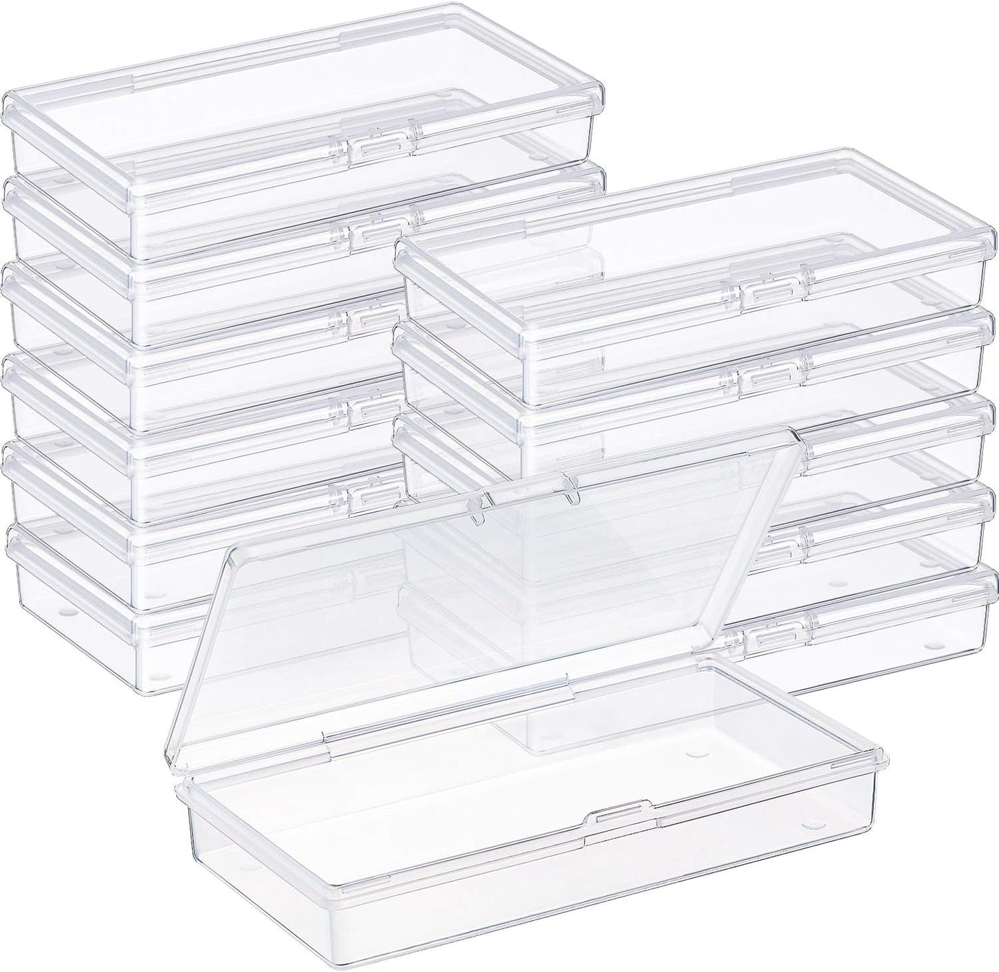 12 Pack Clear Plastic Beads Storage Containers Box with Hinged Lid for Beads and More (1.38 X 1.38 X 0.71 Inch)