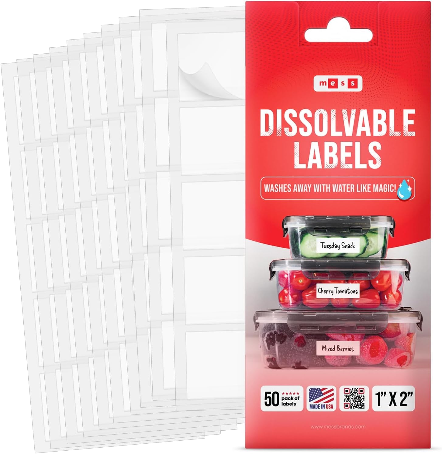 Dissolvable Food Labels for Containers 1X2 Blank Kitchen Labels - Food Storage Labels - Removable Freezer Labels - Dissolvable Labels for Food Containers - Washable Canning Label (500)