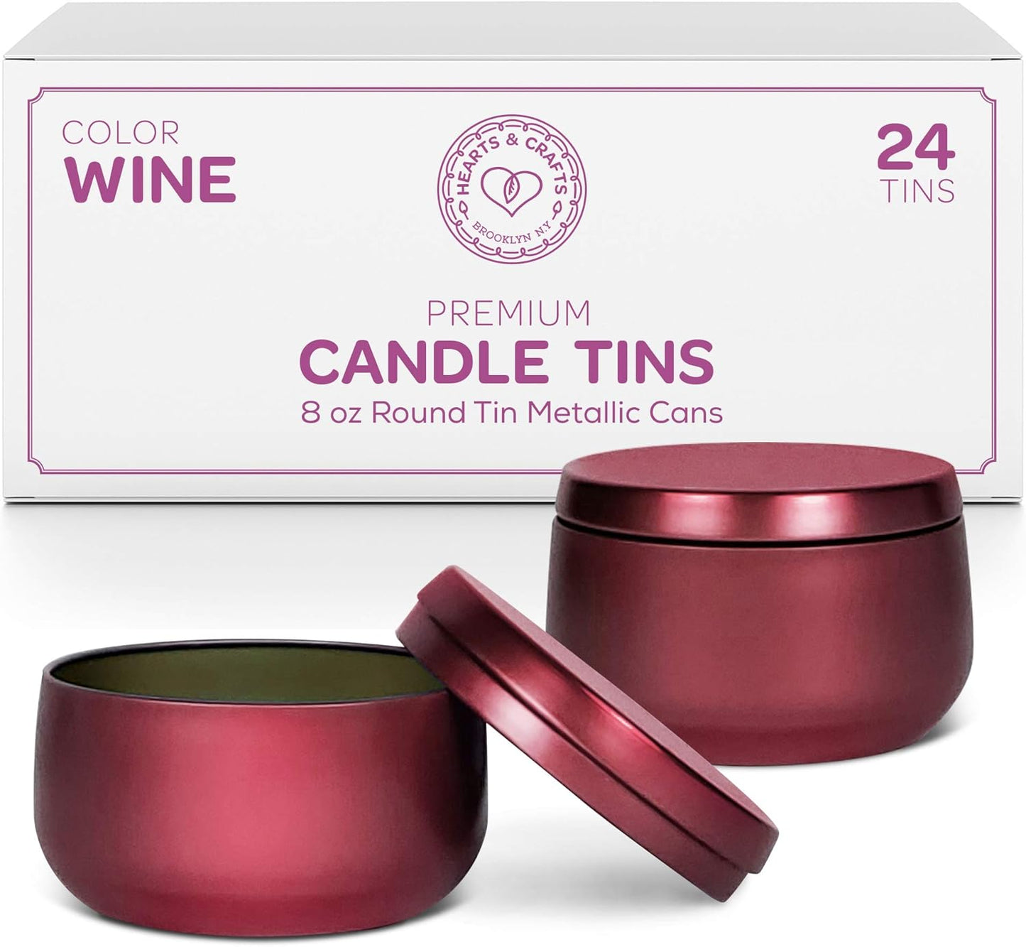 16 Oz Wine Red Tins with Lids - Set of 12 Empty Candle Containers - Premium Quality, Durable, Candle Jars for DIY Candle Making, Storage, or Arts and Crafts Projects