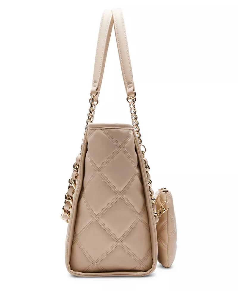 Katt Faux Leather Quilted Tote with Pouch