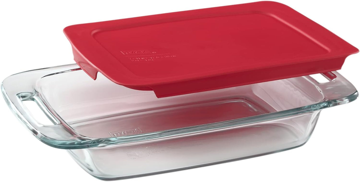 Easy Grab 4-Pack Glass Baking Dish Set (2QT, 3QT) & Food Storage Set (1 Cup) with Bpa-Free Lids, Bakeware and Food Storage Set Combo, Dishwasher, Microwave, Freezer & Pre-Heated Oven Safe