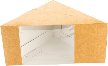 Large Sandwich Wedge Box Sandwich Take Out Box - 4.8" X 3.2" Triangle Sandwich Box with Window - Brown - 25Ct Box