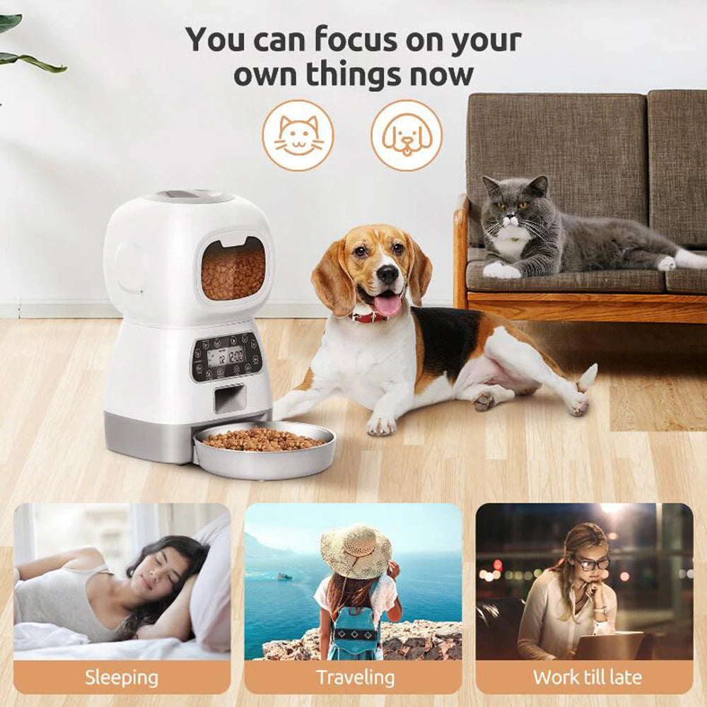 SmartBites 3.5L Automatic Pet Feeder: The Worry-Free Way to Feed Your Furry Friend - Universal Found