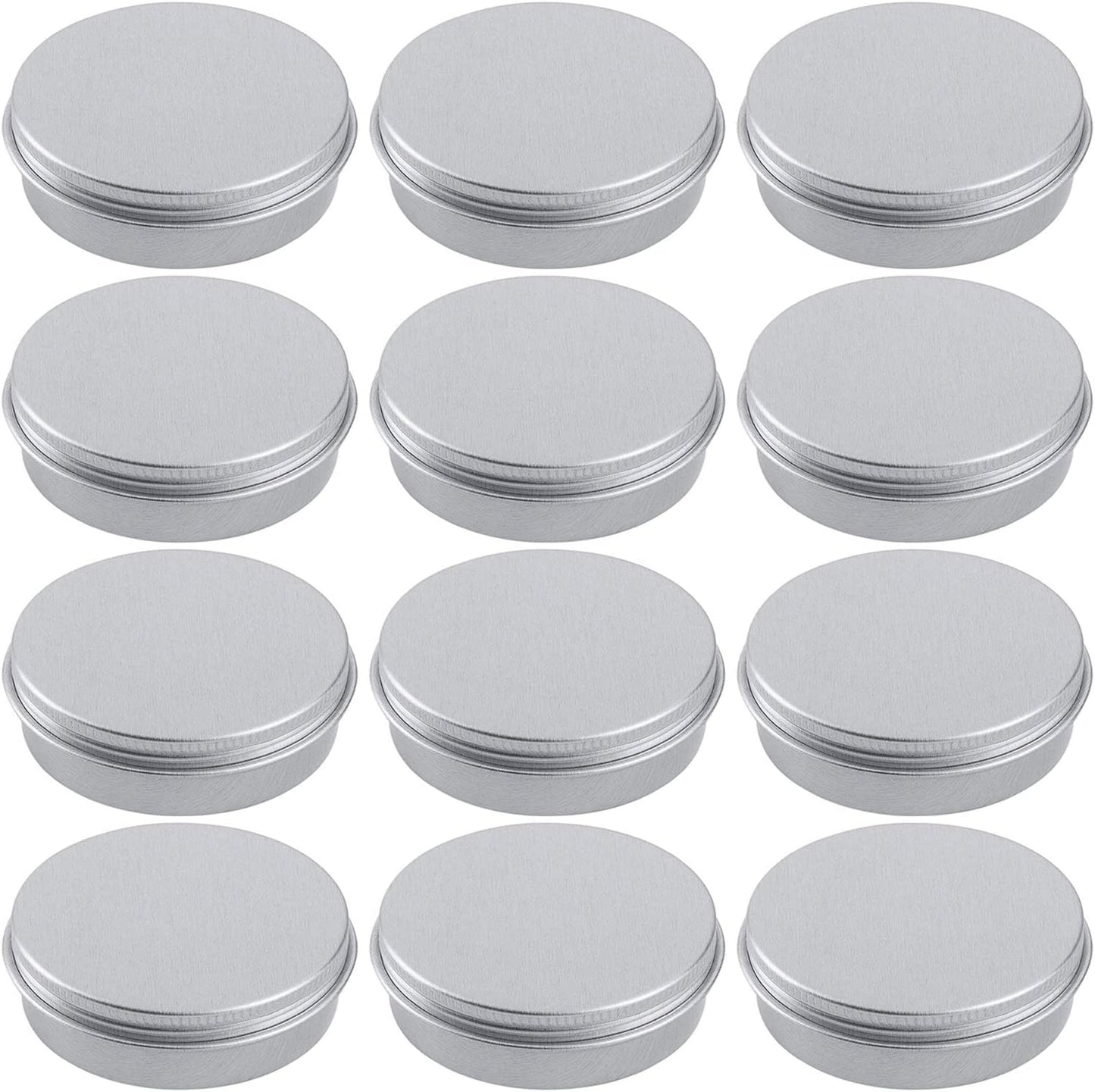 1 Ounce Aluminum Tin Jar Refillable Containers 30Ml Aluminum Screw Lid round Tin Container Bottle for Cosmetic,Lip Balm, Cream, 12 Pack.