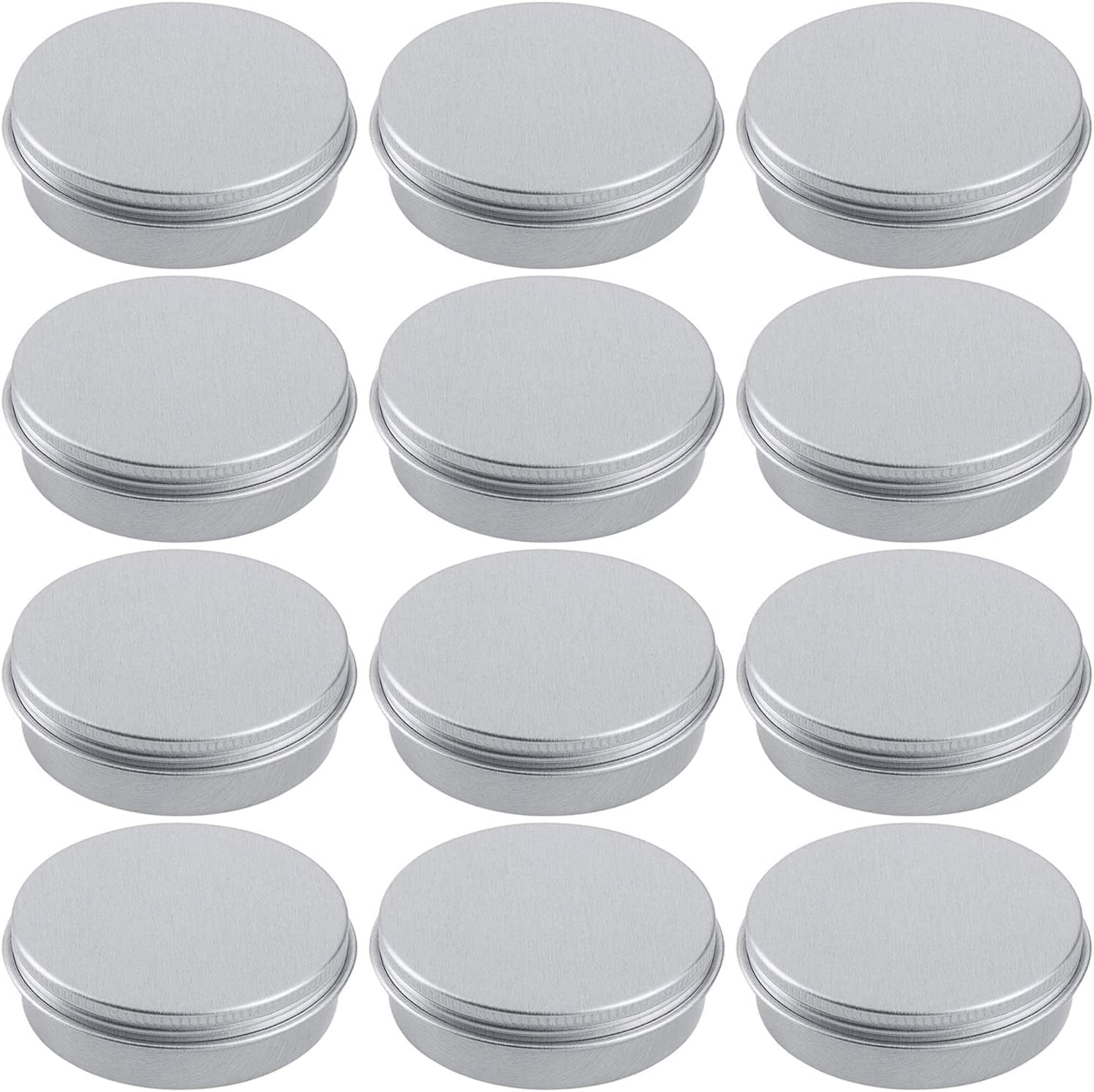 1 Ounce Aluminum Tin Jar Refillable Containers 30Ml Aluminum Screw Lid round Tin Container Bottle for Cosmetic,Lip Balm, Cream, 12 Pack.