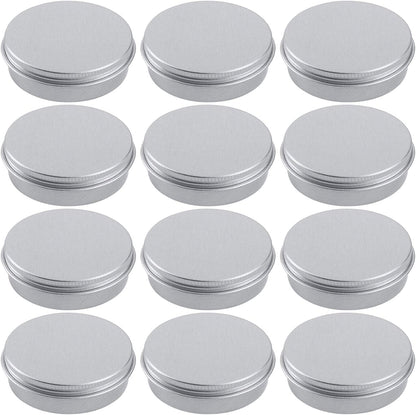 1 Ounce Aluminum Tin Jar Refillable Containers 30Ml Aluminum Screw Lid round Tin Container Bottle for Cosmetic,Lip Balm, Cream, 12 Pack.