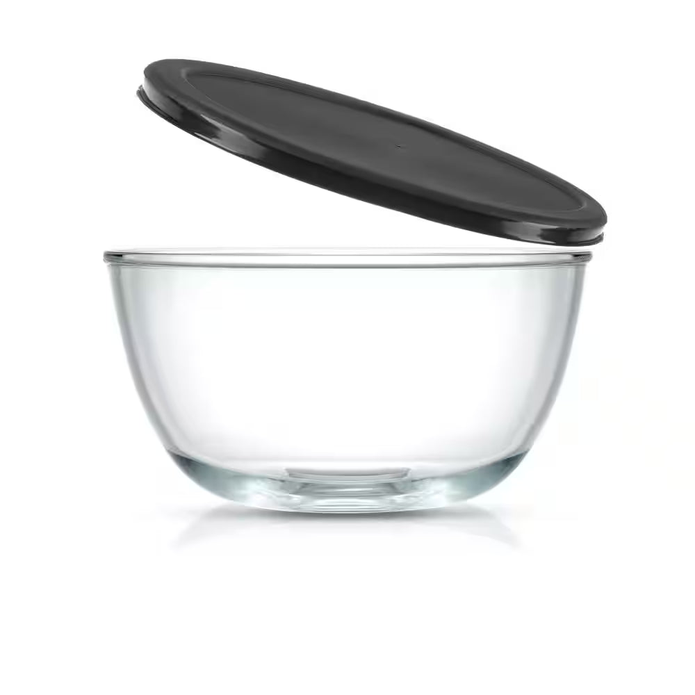 Joyful 4 Piece Glass Black Mixing Bowls Set with Airtight Lids