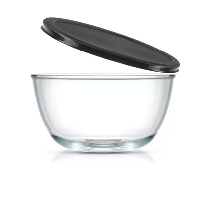 Joyful 4 Piece Glass Black Mixing Bowls Set with Airtight Lids