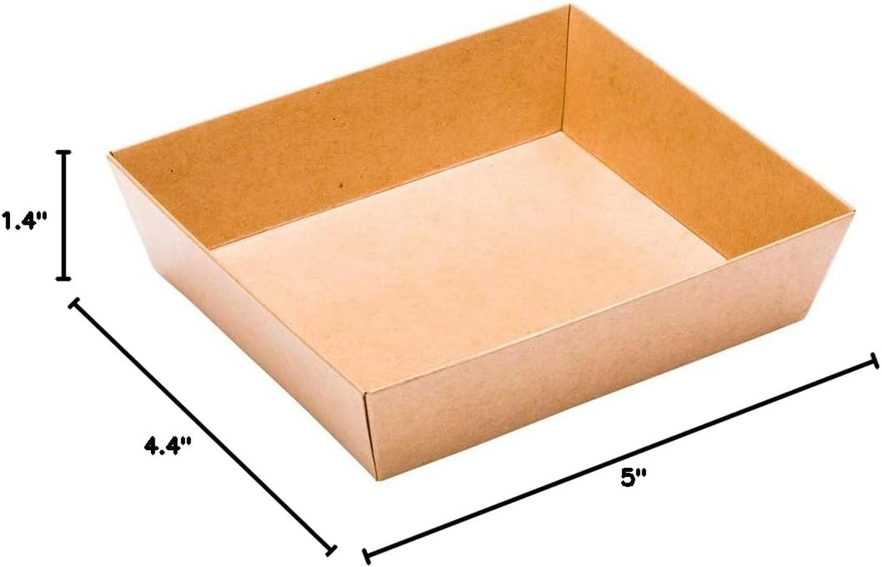 Matsuri Vision 5 X 4.4 X 1.4 Inch Sushi Trays 100 Greaseproof Sushi Packaging Boxes - Lids Sold Separately Disposable Kraft Paper Sushi Containers for Appetizers or Desserts