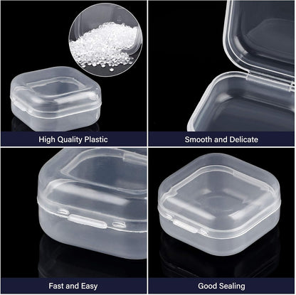 12 Pack Clear Plastic Beads Storage Containers Box with Hinged Lid for Beads and More (1.38 X 1.38 X 0.71 Inch)