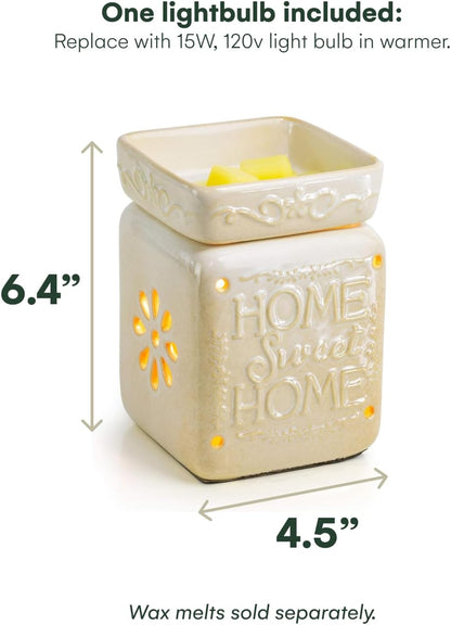 Wall Plug-In Wax Warmer - Ceramic Home Sweet Home Fragrance Candle Warmer and Night Light - for Scented Wax, Essential Oils, Candle Wax Melt Warmer, Tarts - Scentsy Wax Melter and More