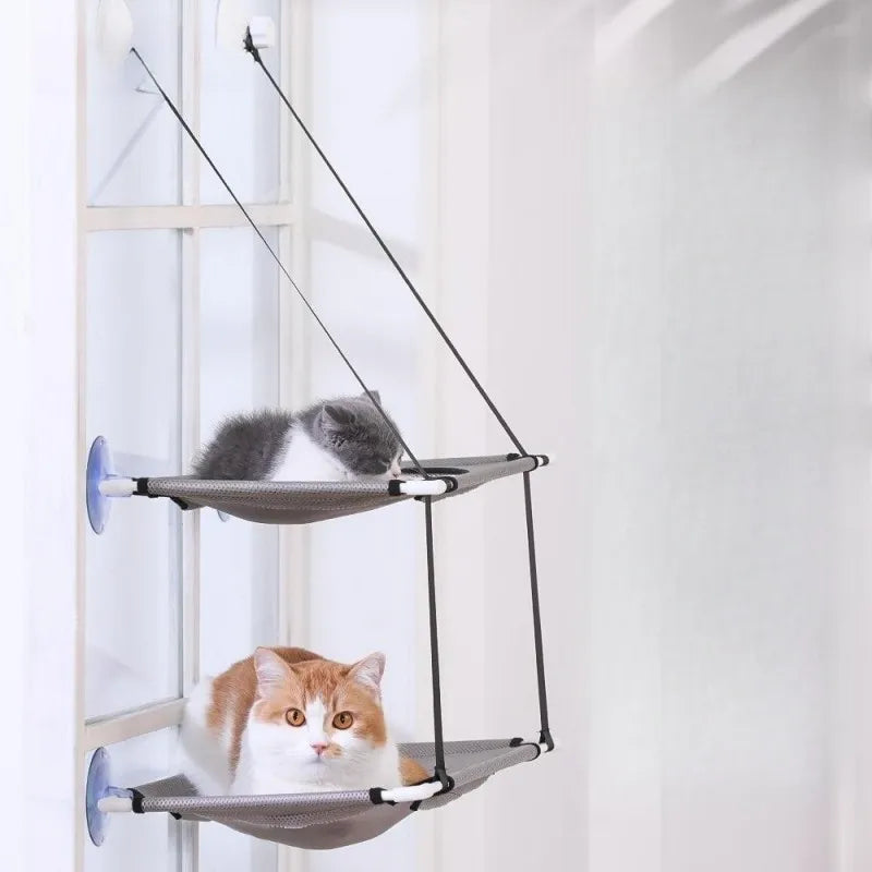 Catnap Castle: 2-in-1 Window Hammock & Tunnel for Feline Fun - Universal Found