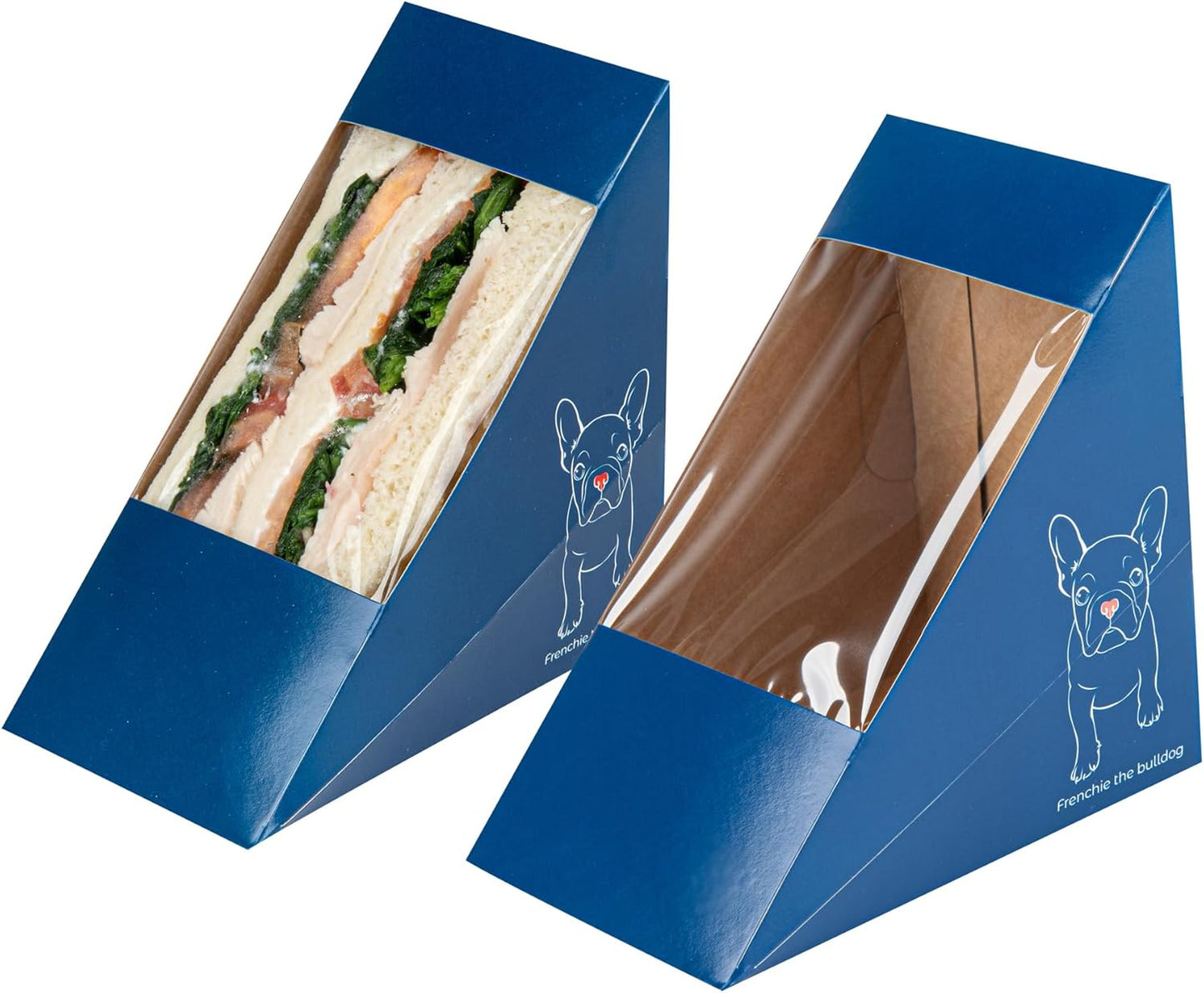 Large Sandwich Wedge Box Sandwich Take Out Box - 4.8" X 3.2" Triangle Sandwich Box with Window - Brown - 25Ct Box