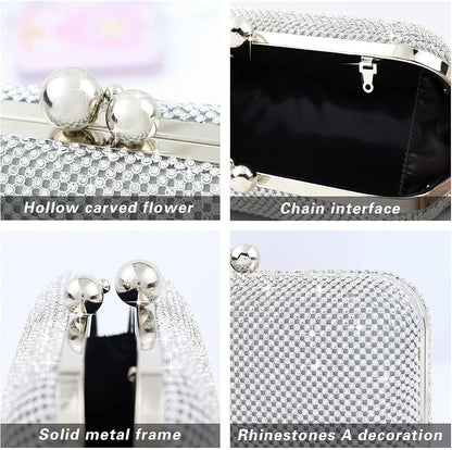 Women Evening Handbag Rhinestone Crystal Purse and Clutch Purses for Women Elegant Formal Evening Bag Party Bridal Clutch