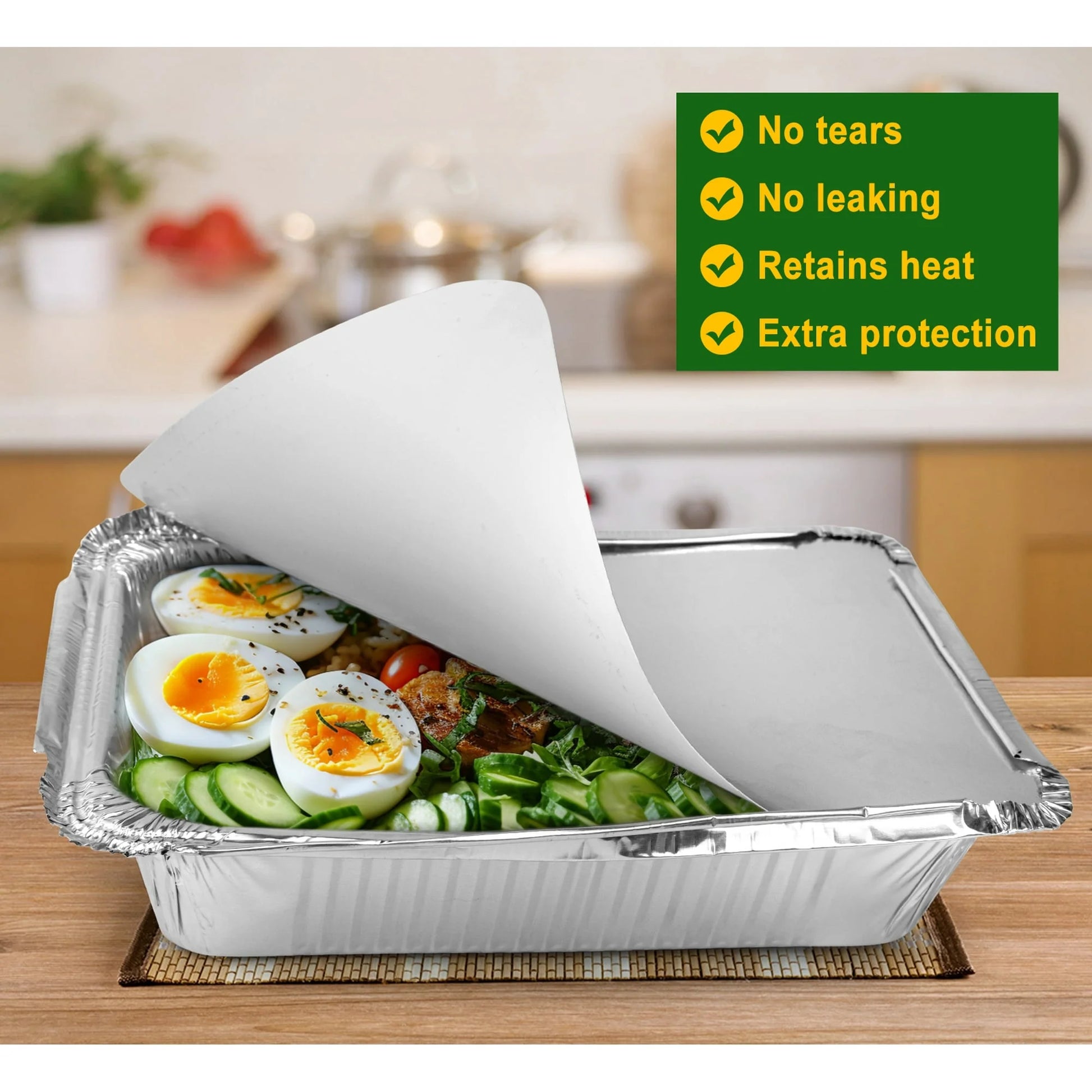 Aluminum Pans with Lids, Disposable Tin Foil Pans 8.5" X 6" 50 Count