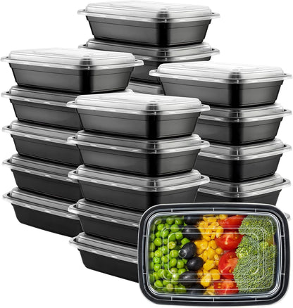 [24 Oz -50 Count 1 Compartment Meal Prep Containers Reusable - Microwaveable, Dishwasher and Freezer Safe, Bpa-Free, Portion Control and Convenience Food Storage with Lids, Stackable