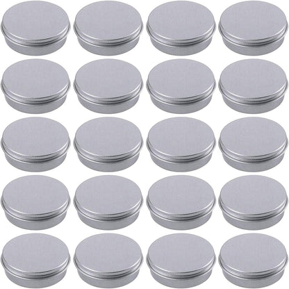 1 Ounce Aluminum Tin Jar Refillable Containers 30Ml Aluminum Screw Lid round Tin Container Bottle for Cosmetic,Lip Balm, Cream, 12 Pack.