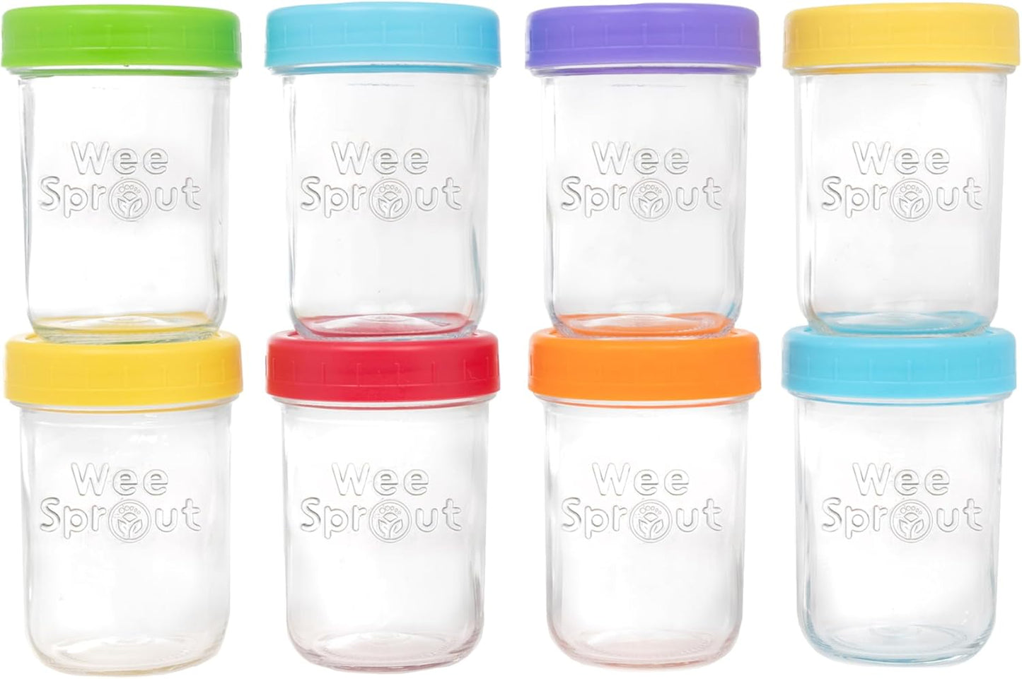 Glass Baby Food Storage Jars W/Lids (4 Oz, 12 Pack Set) Snack, Puree, Reusable Small Containers, Breast Milk, Fridge or Freezer, Microwave & Dishwasher Safe, Essential Must Have for Infants