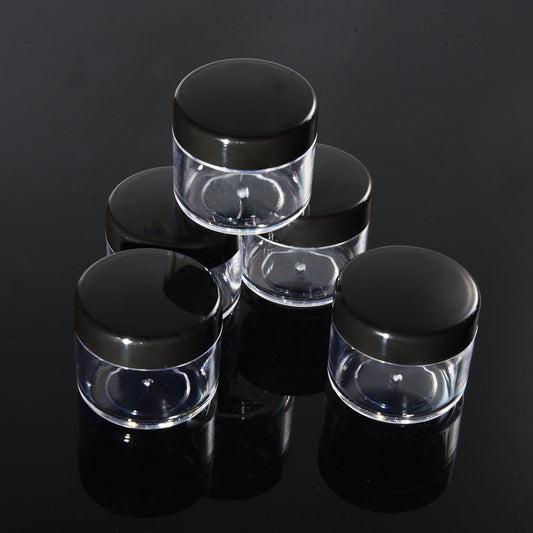 20 Pieces round Pot Jars Plastic Cosmetic Containers Set with Lid for Liquid Creams Sample, 20 Ml/ 0.7 Oz (Black Lid)