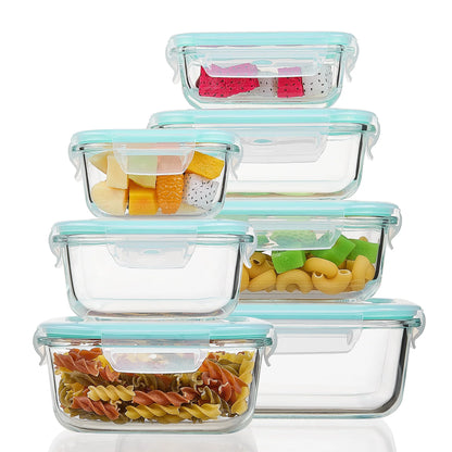 16Pcs Glass Storage Container Set with Lids,  Meal Prep Containers, Airtight Bento Boxes - (Set of 8 Glass Storage Containers 8 Lids and 8 Containers)