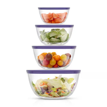 Joyful 4 Piece Glass Black Mixing Bowls Set with Airtight Lids