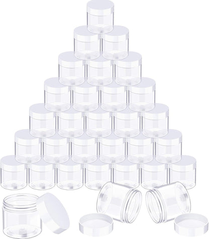 24 Pieces Empty Clear Plastic Jars with Lids round Storage Containers Wide-Mouth for Beauty Product Cosmetic Cream Lotion Liquid Butter Craft and Food (Gold Lid,1 Oz)