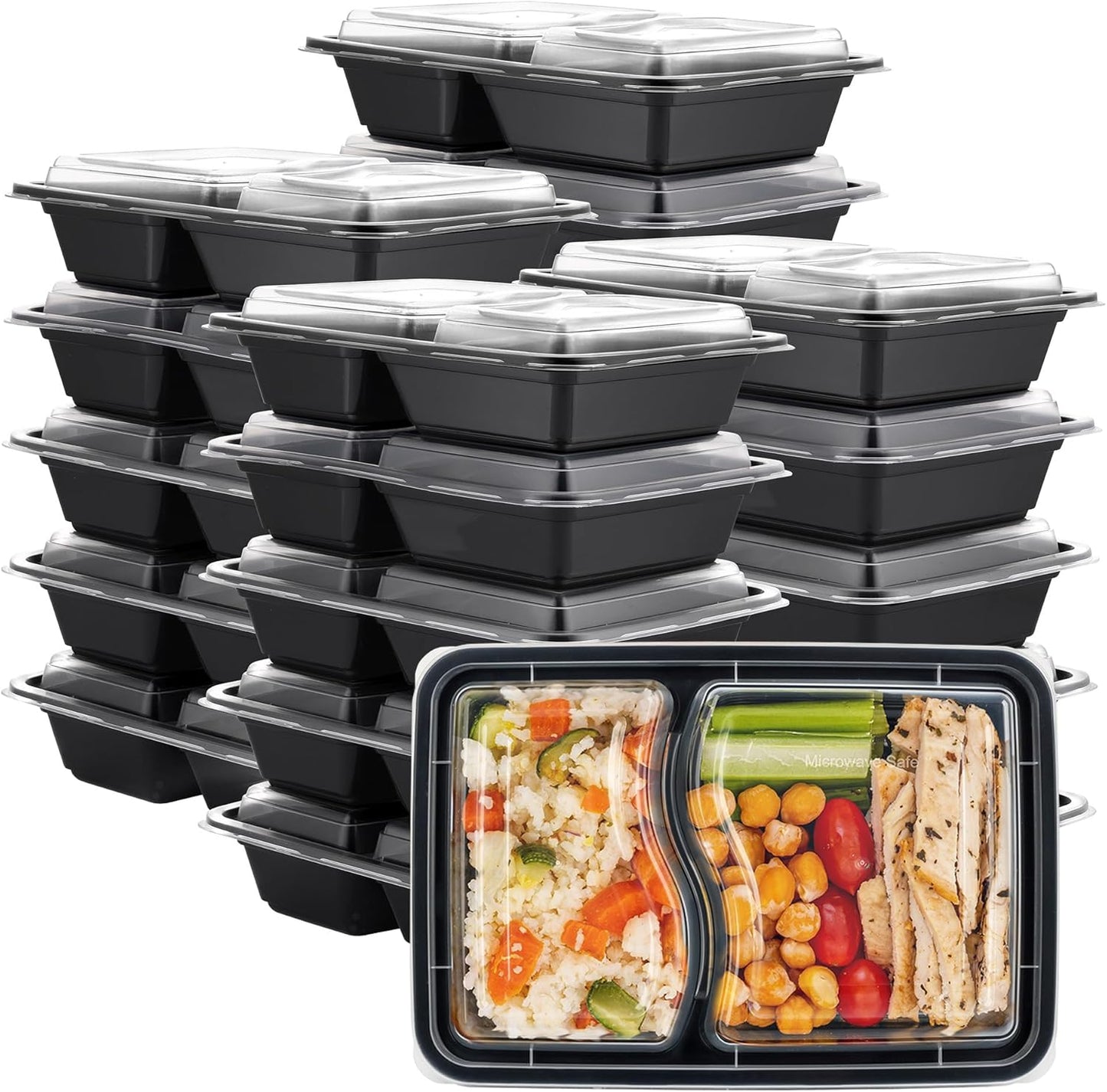 [24 Oz -50 Count 1 Compartment Meal Prep Containers Reusable - Microwaveable, Dishwasher and Freezer Safe, Bpa-Free, Portion Control and Convenience Food Storage with Lids, Stackable