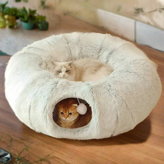 The Cozy Cave: 2-in-1 Cat Bed & Tunnel for Snuggles & Playtime - Universal Found