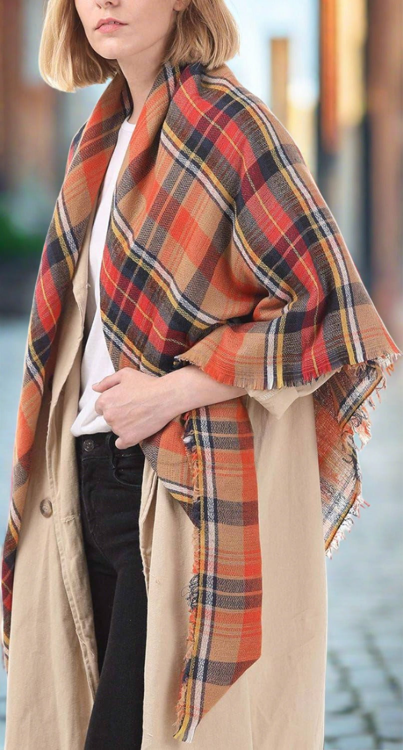 The Cozy Chic Wrap: Oversized Plaid Blanket Scarf for Unmatched Warmth - Universal Found