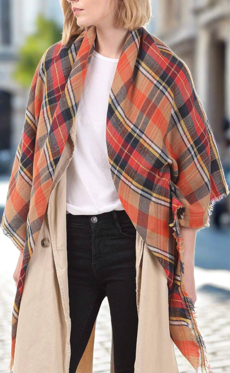 The Cozy Chic Wrap: Oversized Plaid Blanket Scarf for Unmatched Warmth - Universal Found