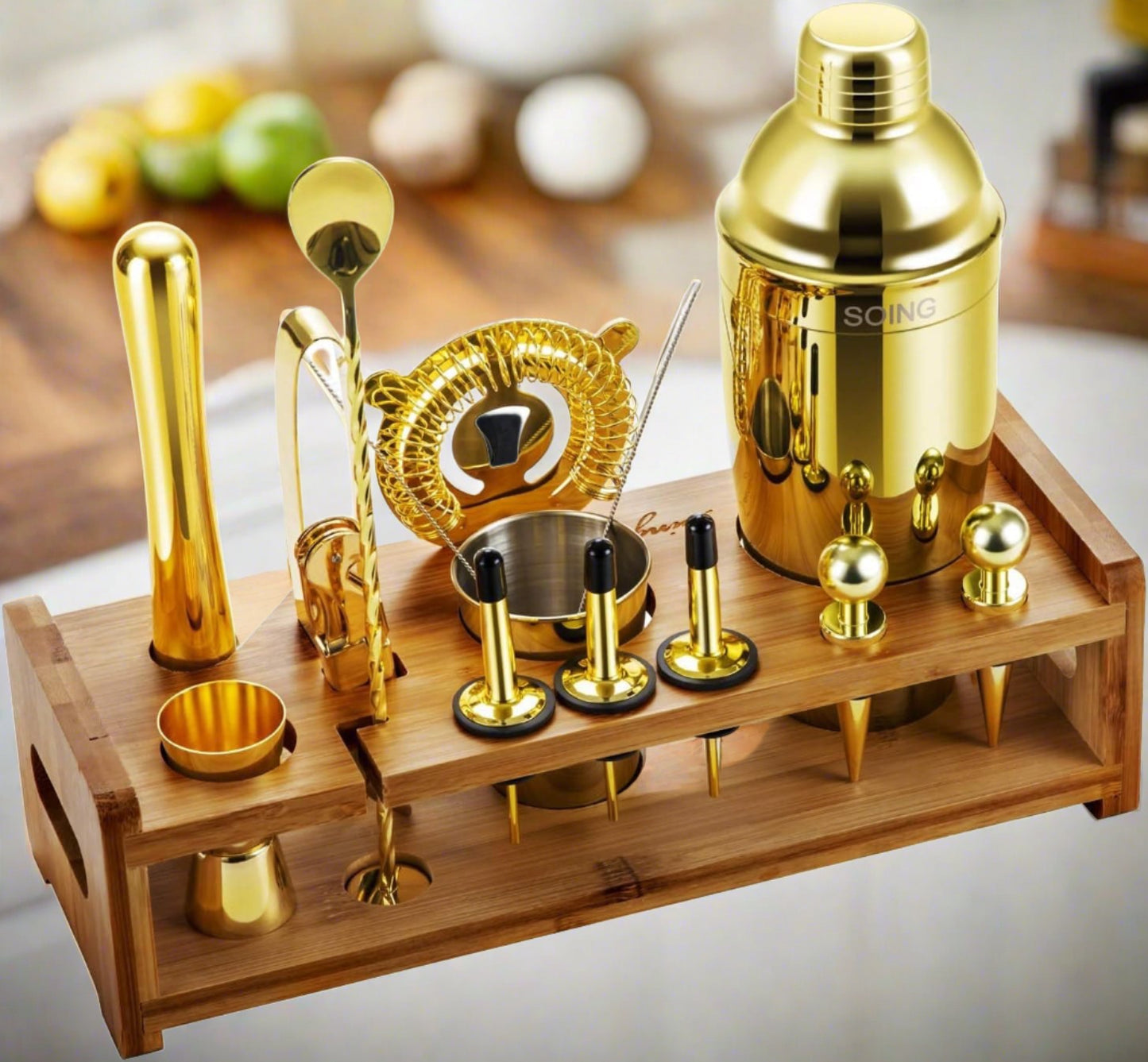 Golden Bar Set: 24-Piece Cocktail Shaker Kit with Recipes - Universal Found