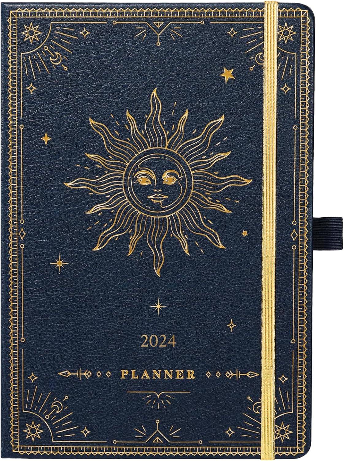 Mystic Blue 2024 Planner: Faux Leather Elegance with Gift Box - Universal Found