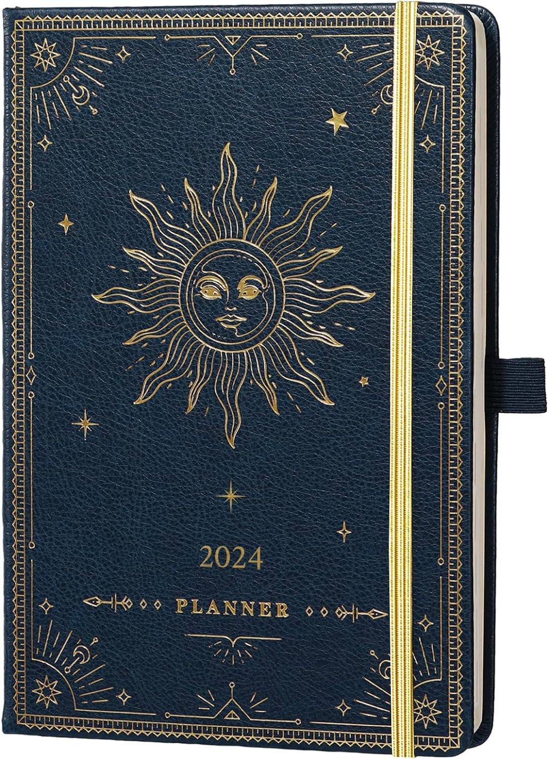 Mystic Blue 2024 Planner: Faux Leather Elegance with Gift Box - Universal Found