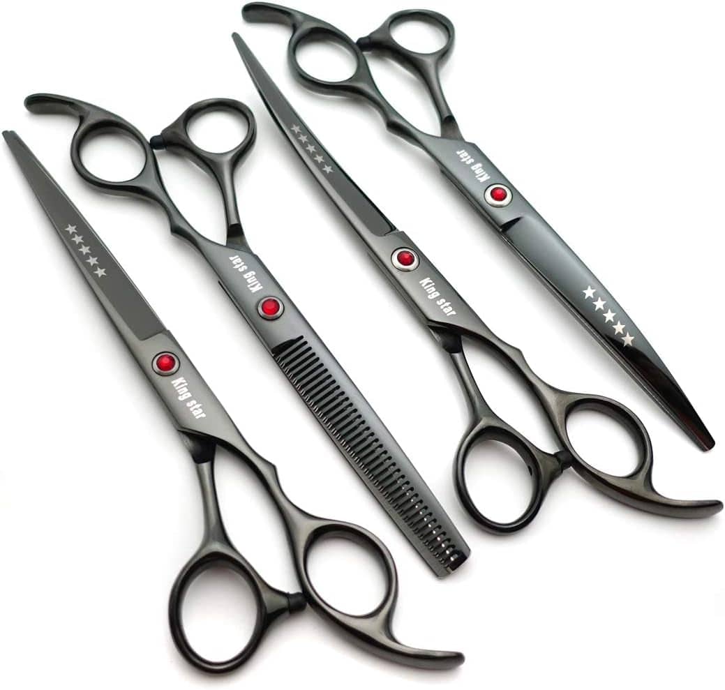 The Groomer's Choice: 7-Inch Titanium Dog Grooming Scissors Set - Universal Found