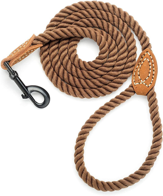 Braided Cotton Rope Dog Leash - 4ft/48in, Heavy Duty Clasp, Wedding Leash (Dark Brown) - Universal Found