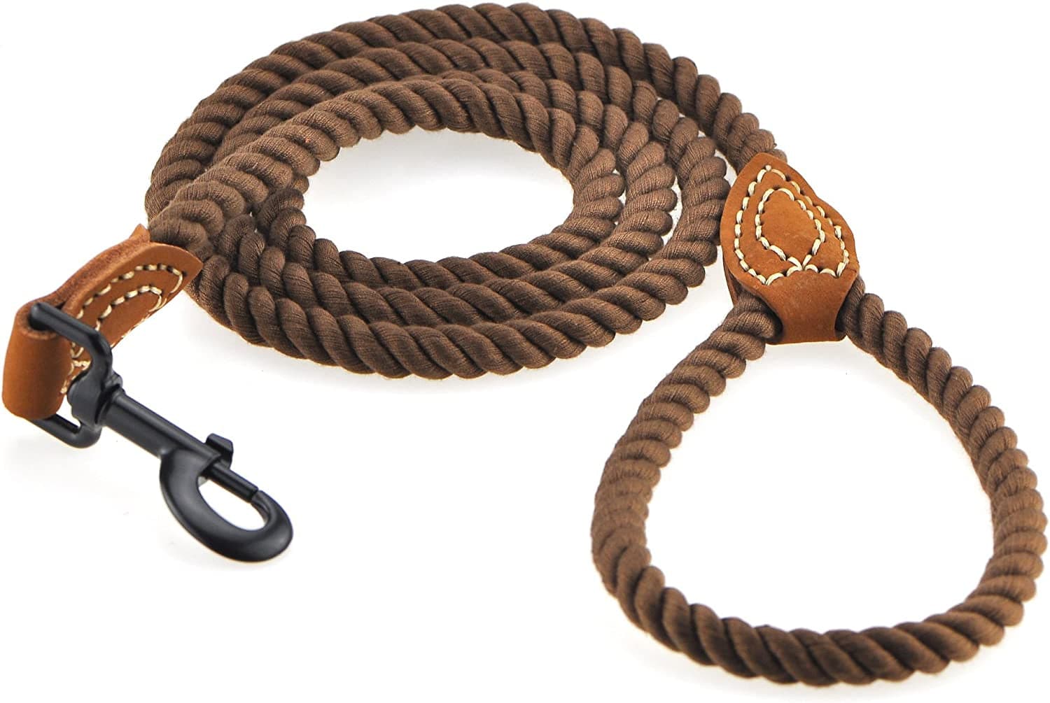 Braided Cotton Rope Dog Leash - 4ft/48in, Heavy Duty Clasp, Wedding Leash (Dark Brown) - Universal Found