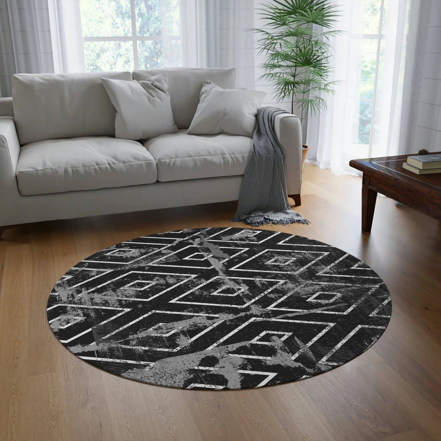 Serenity Circle Meditation Rug: Minimalist Design for Mindful Moments - Universal Found