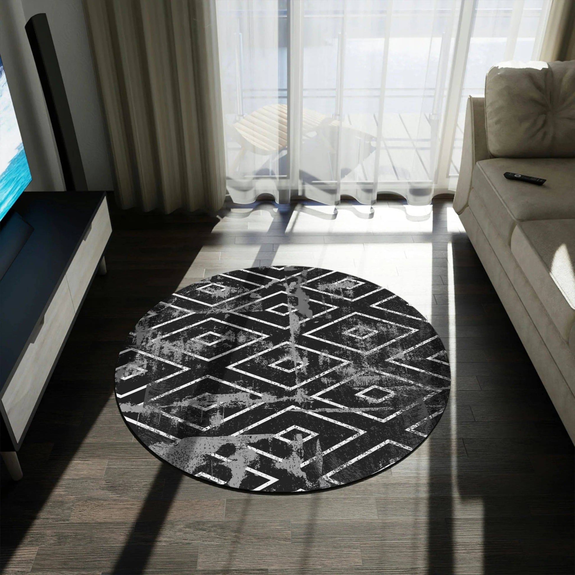 Serenity Circle Meditation Rug: Minimalist Design for Mindful Moments - Universal Found