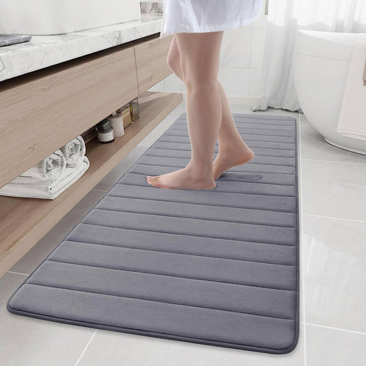 The Spa Step Bath Mat: 70" Memory Foam Luxury in Dark Grey - Universal Found