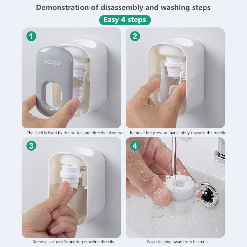 No Mess, More Smiles: Automatic Toothpaste Dispenser & Toothbrush Holder Set - Universal Found