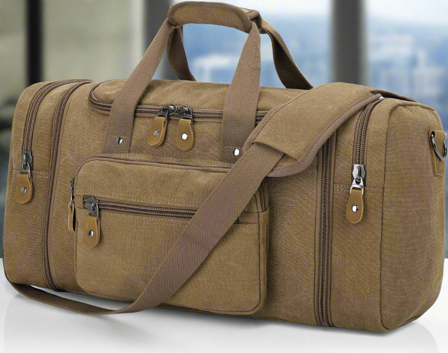 The Voyager Weekender: Expandable 60L Canvas Duffel Bag